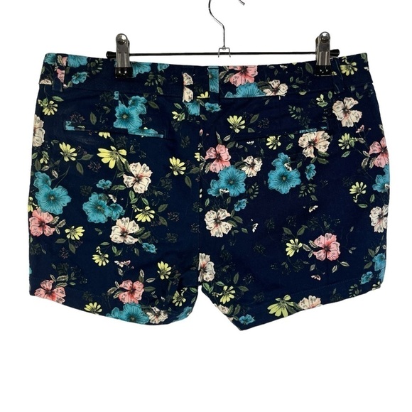 A.N.A Navy Blue Colorful Floral Twill Chino Shorts 12 - Picture 2 of 2